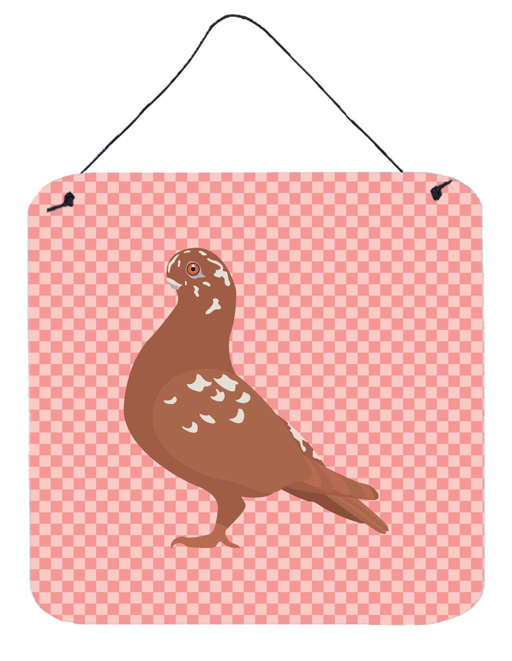 African Owl Pigeon Pink Check Wall or Door Hanging Prints BB7953DS66 by Caroline&#39;s Treasures