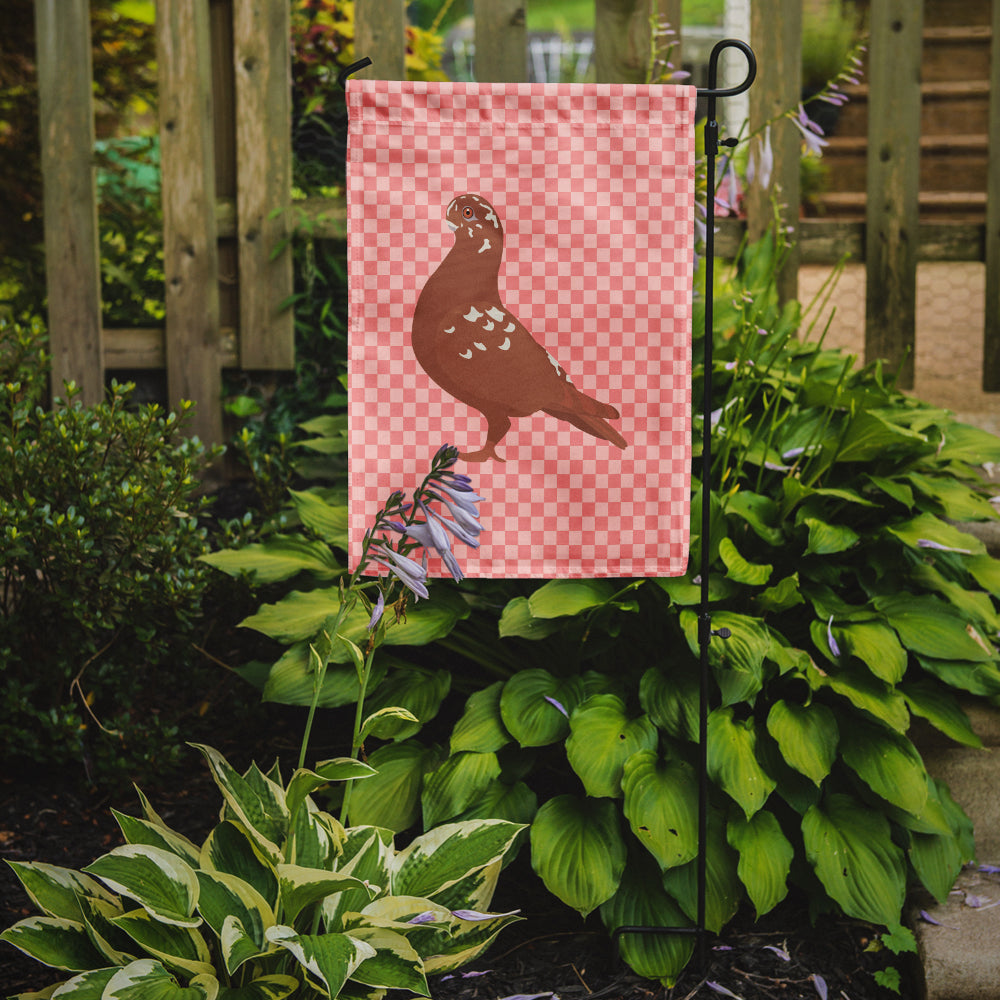 African Owl Pigeon Pink Check Flag Garden Size  the-store.com.
