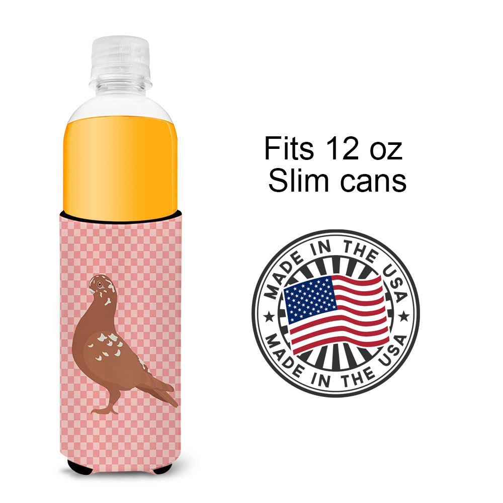 African Owl Pigeon Pink Check  Ultra Hugger for slim cans  the-store.com.