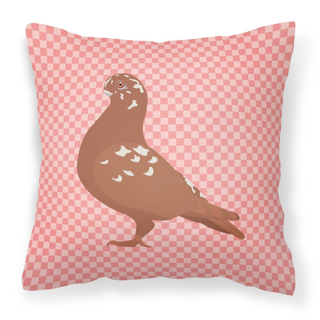 African Owl Pigeon Pink Check Fabric Decorative Pillow BB7953PW1818 by Caroline&#39;s Treasures