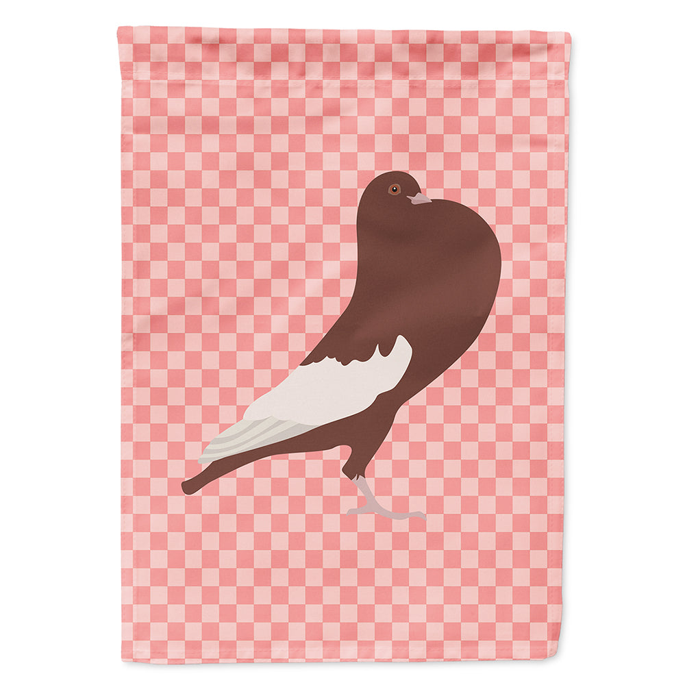 English Pouter Pigeon Pink Check Flag Canvas House Size BB7954CHF