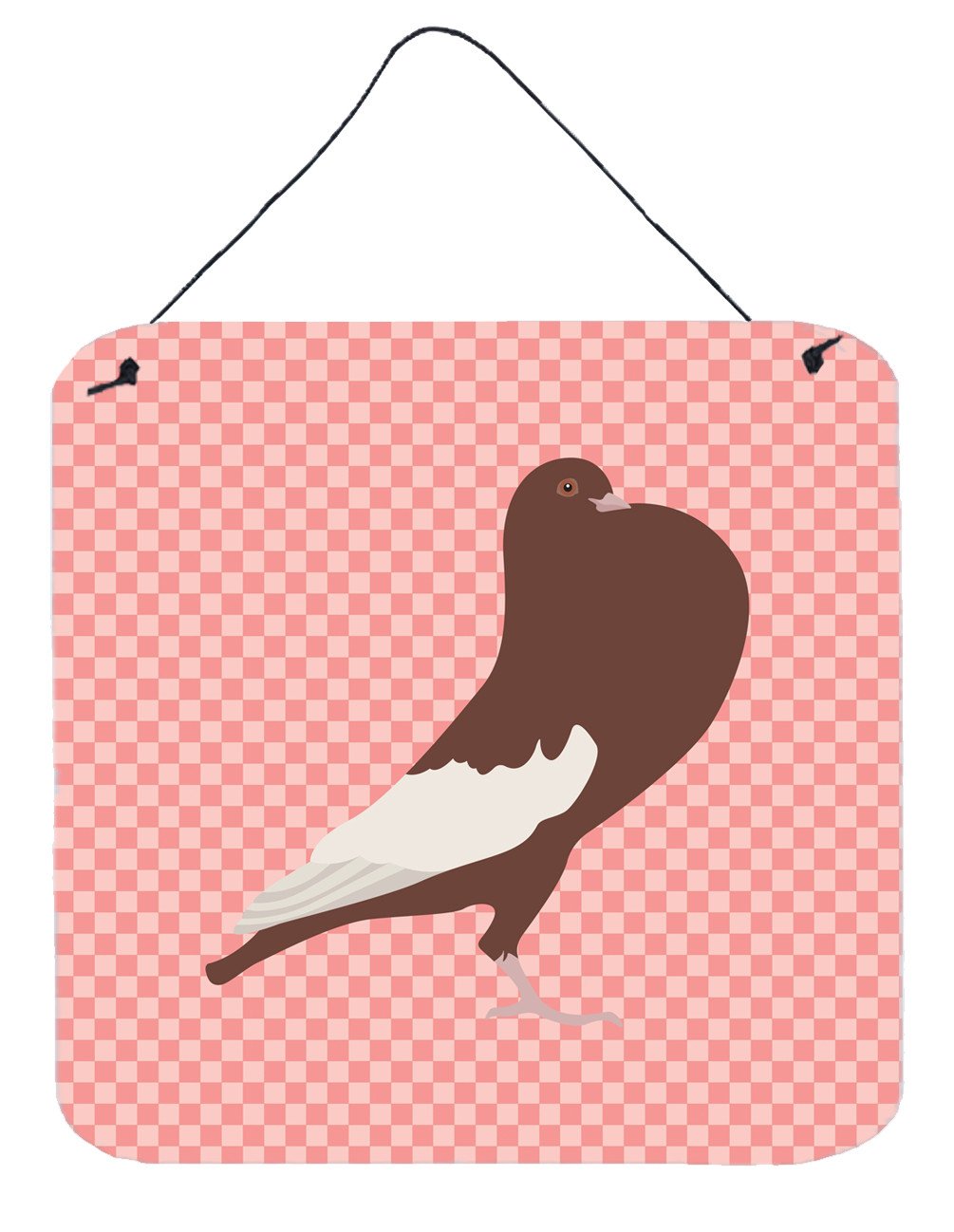 English Pouter Pigeon Pink Check Wall or Door Hanging Prints BB7954DS66 by Caroline's Treasures