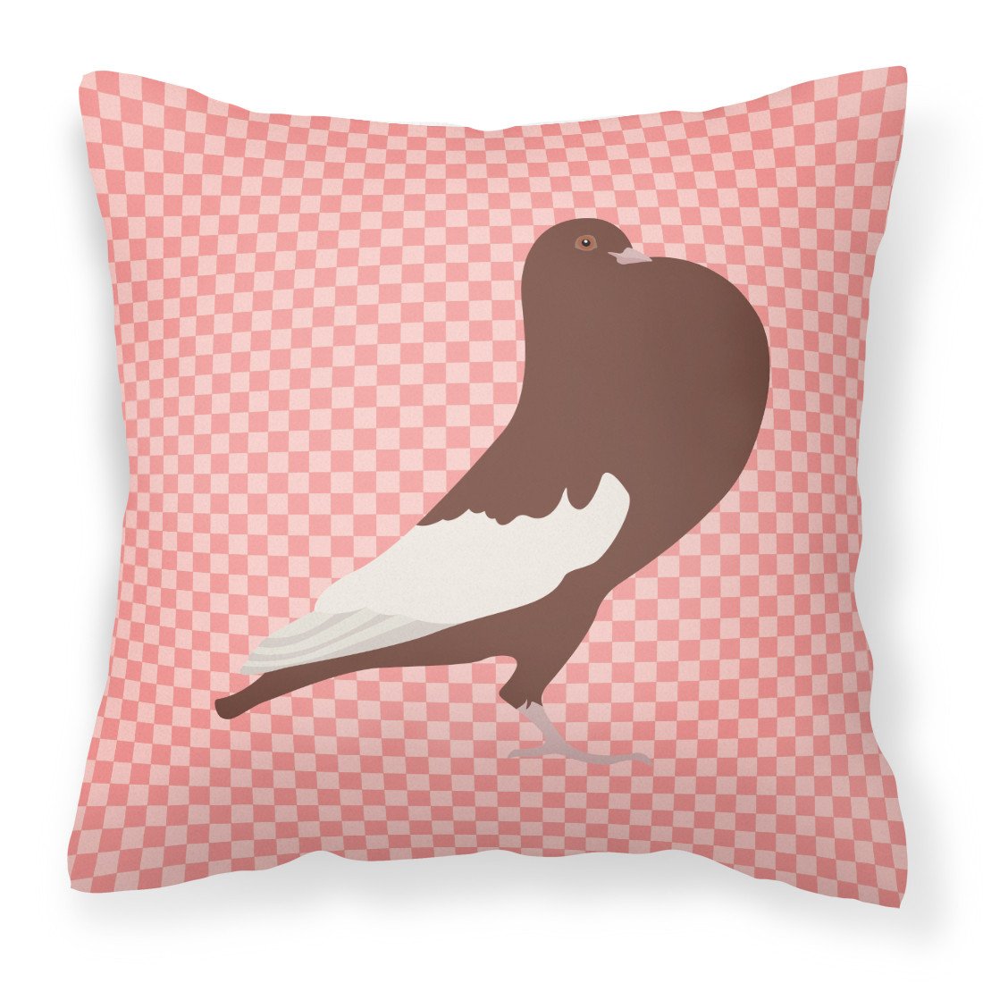 English Pouter Pigeon Pink Check Fabric Decorative Pillow BB7954PW1818 by Caroline&#39;s Treasures