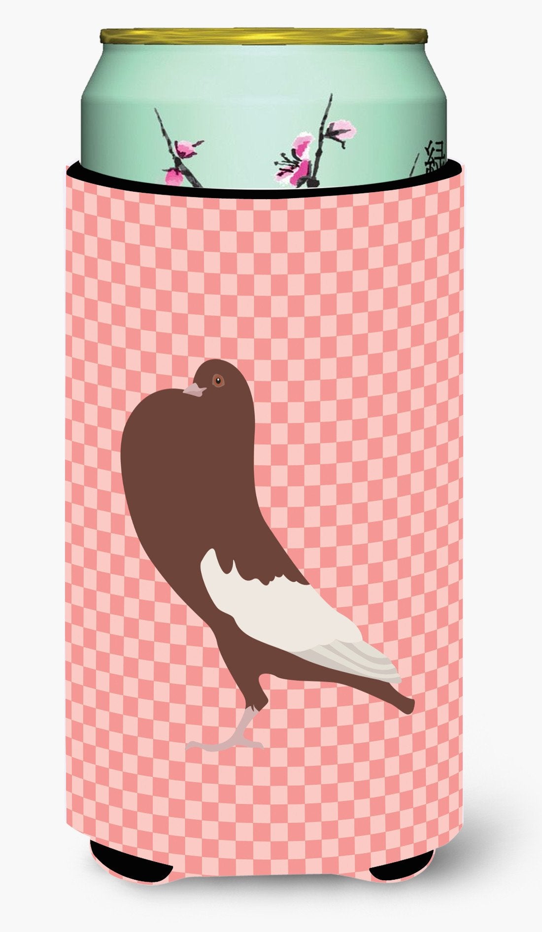 English Pouter Pigeon Pink Check Tall Boy Beverage Insulator Hugger BB7954TBC by Caroline&#39;s Treasures