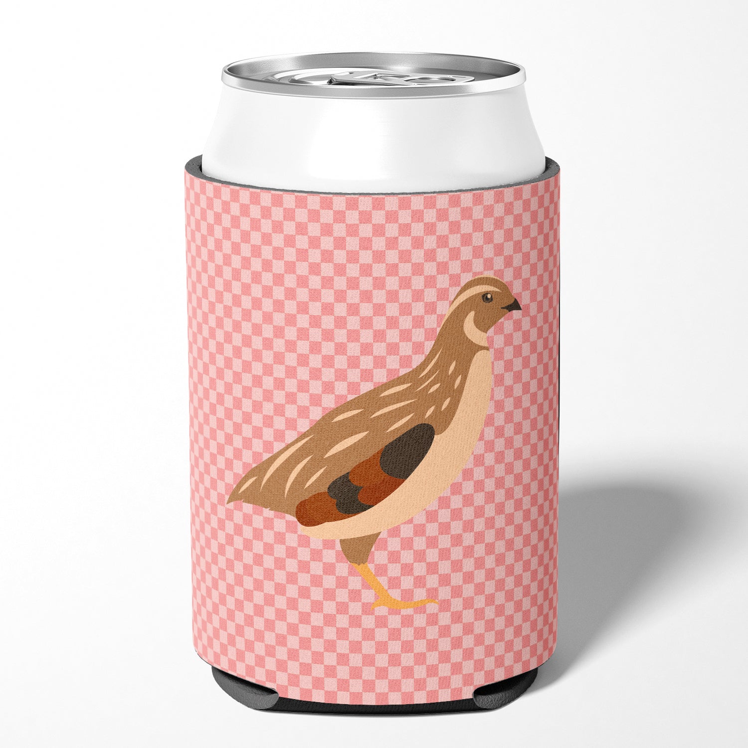 Golden Phoenix Quail Pink Check Can or Bottle Hugger BB7955CC