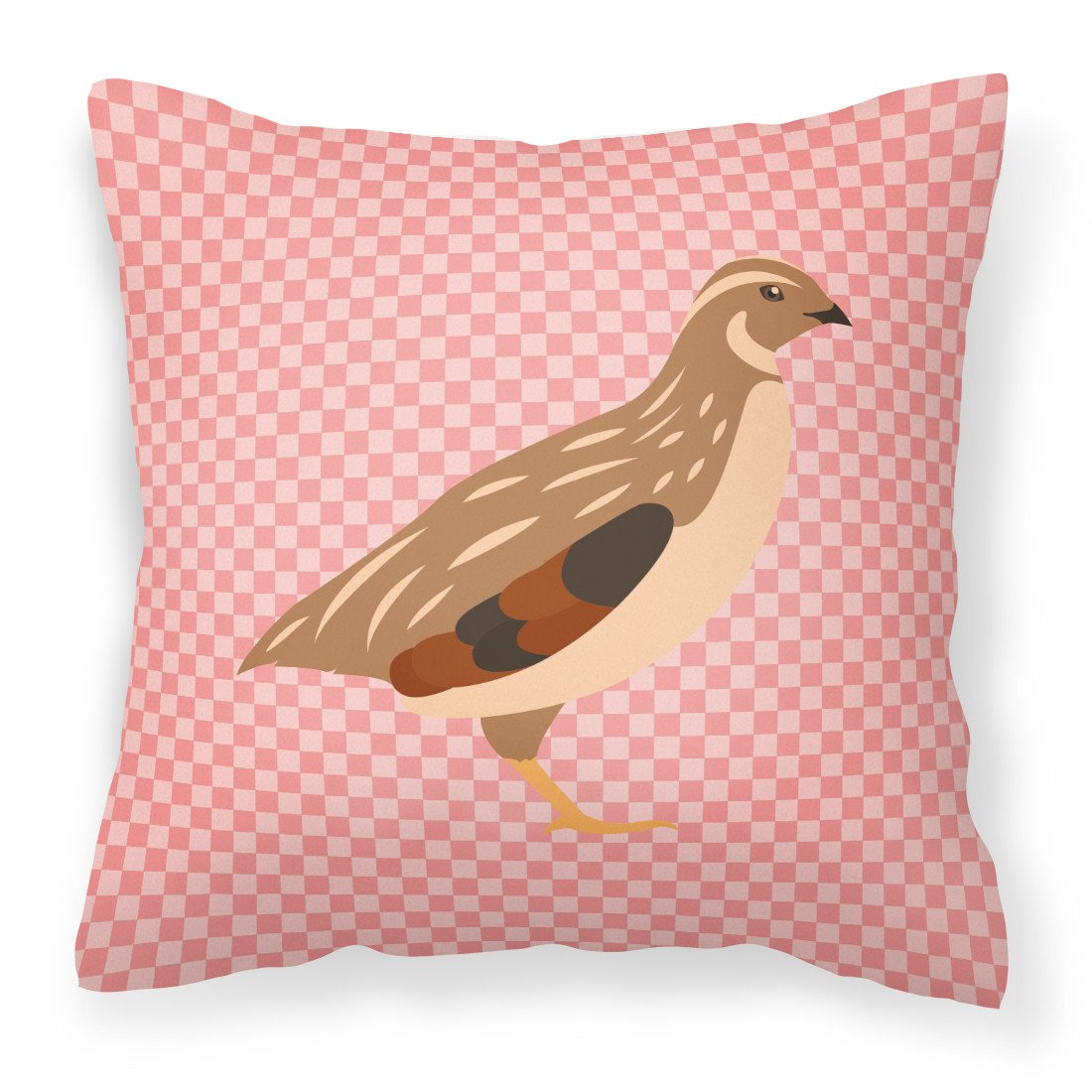 Golden Phoenix Quail Pink Check Fabric Decorative Pillow BB7955PW1818 by Caroline&#39;s Treasures
