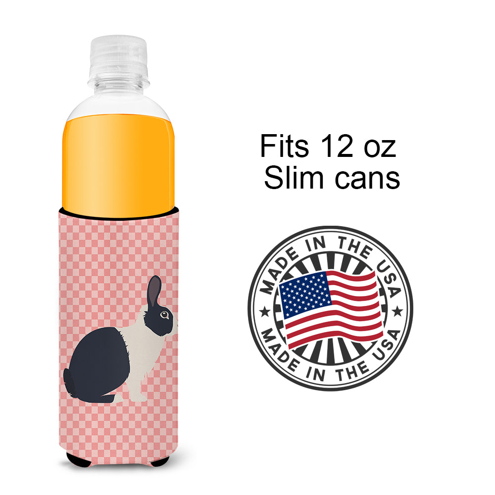 Dutch Rabbit Pink Check  Ultra Hugger for slim cans