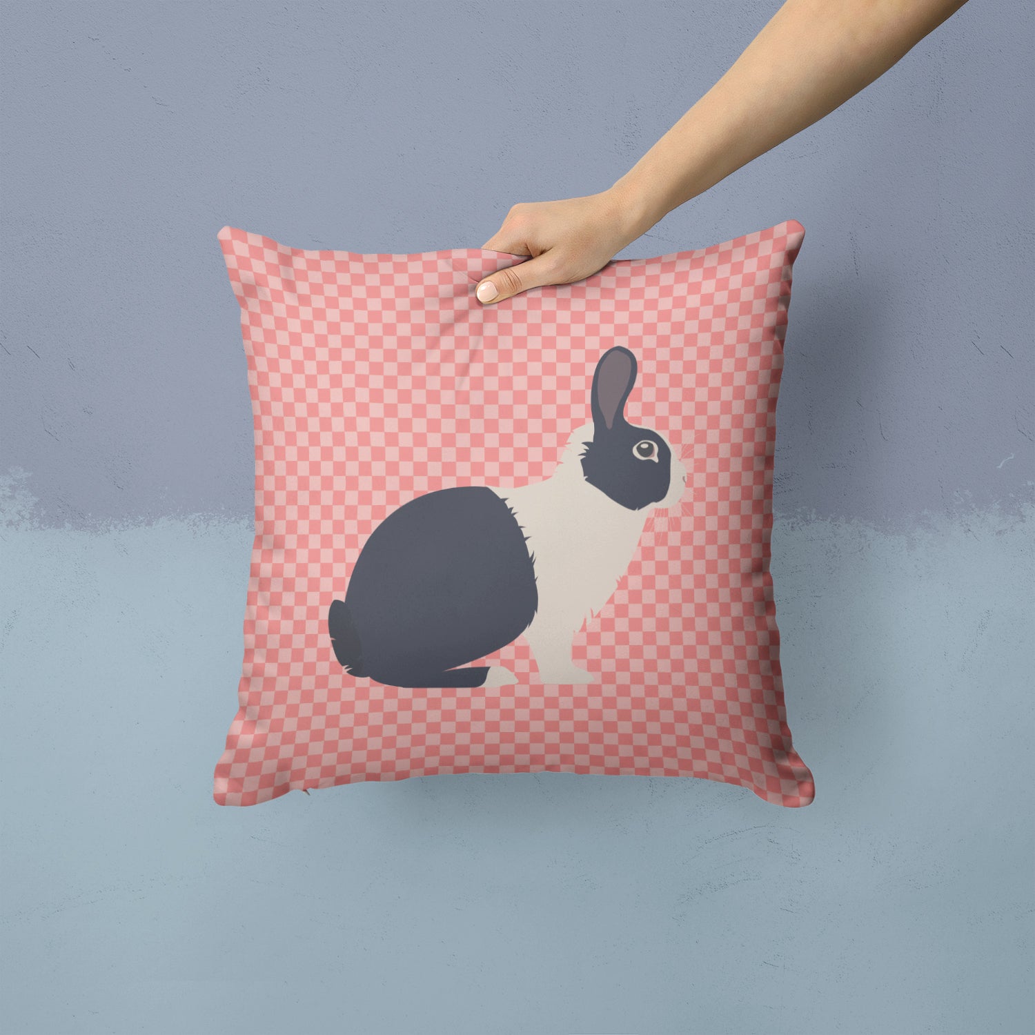 Dutch Rabbit Pink Check Fabric Decorative Pillow BB7958PW1414 - the-store.com