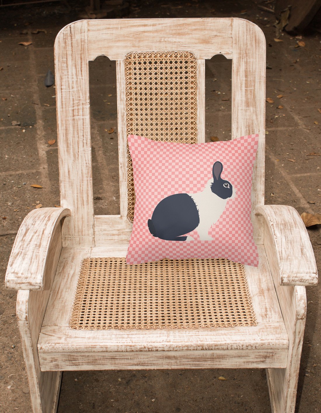 Dutch Rabbit Pink Check Fabric Decorative Pillow BB7958PW1818 by Caroline's Treasures