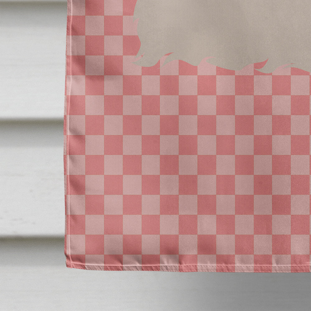Fluffy Angora Rabbit Pink Check Flag Canvas House Size BB7959CHF