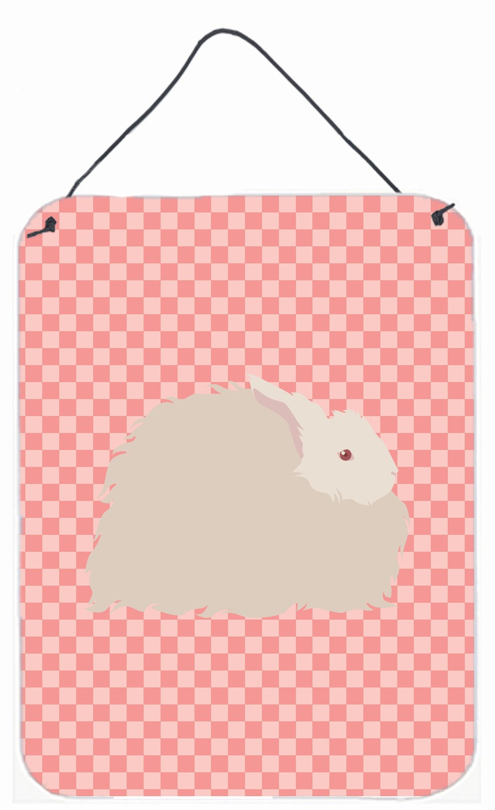 Fluffy Angora Rabbit Pink Check Wall or Door Hanging Prints BB7959DS1216 by Caroline&#39;s Treasures