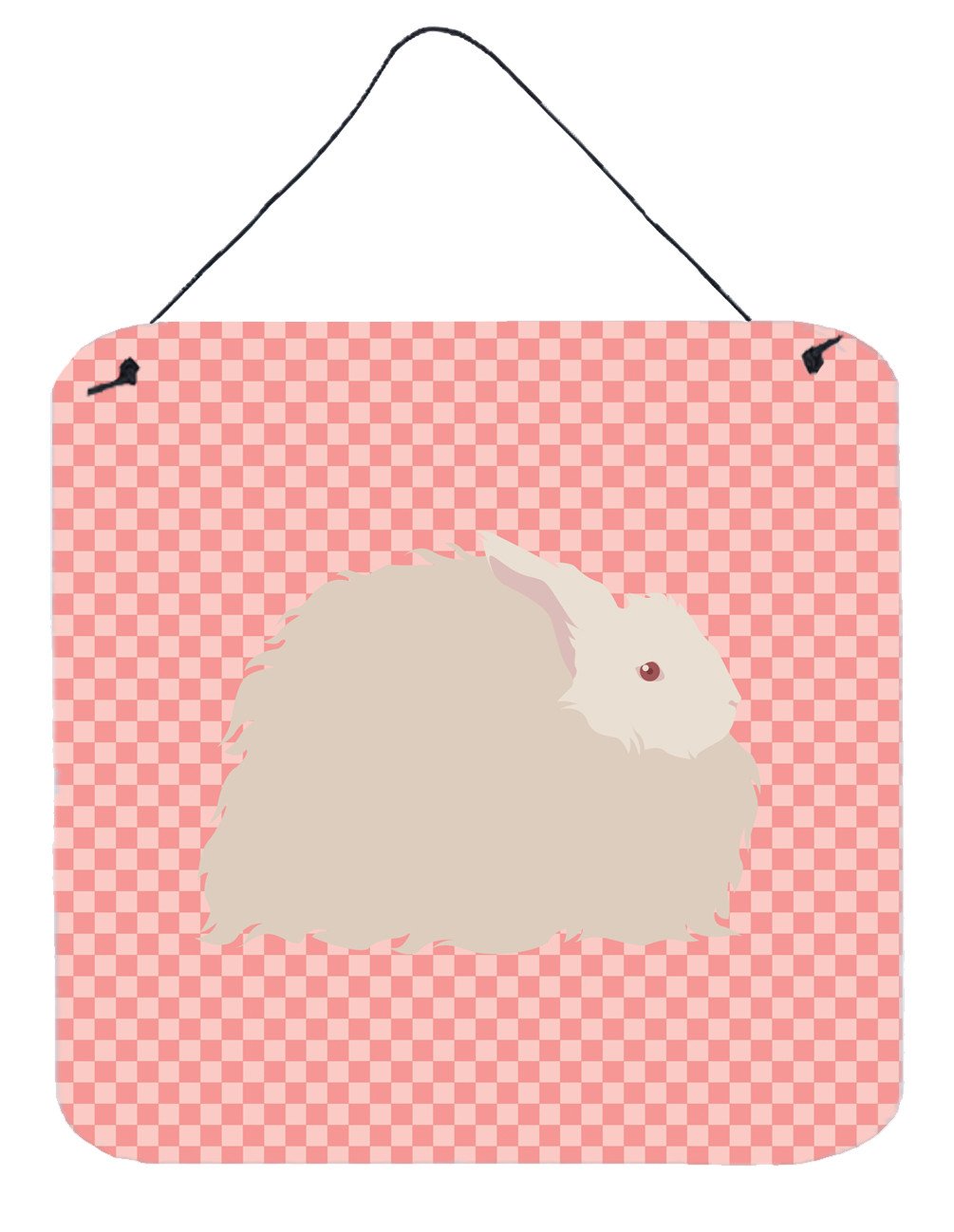 Fluffy Angora Rabbit Pink Check Wall or Door Hanging Prints BB7959DS66 by Caroline's Treasures