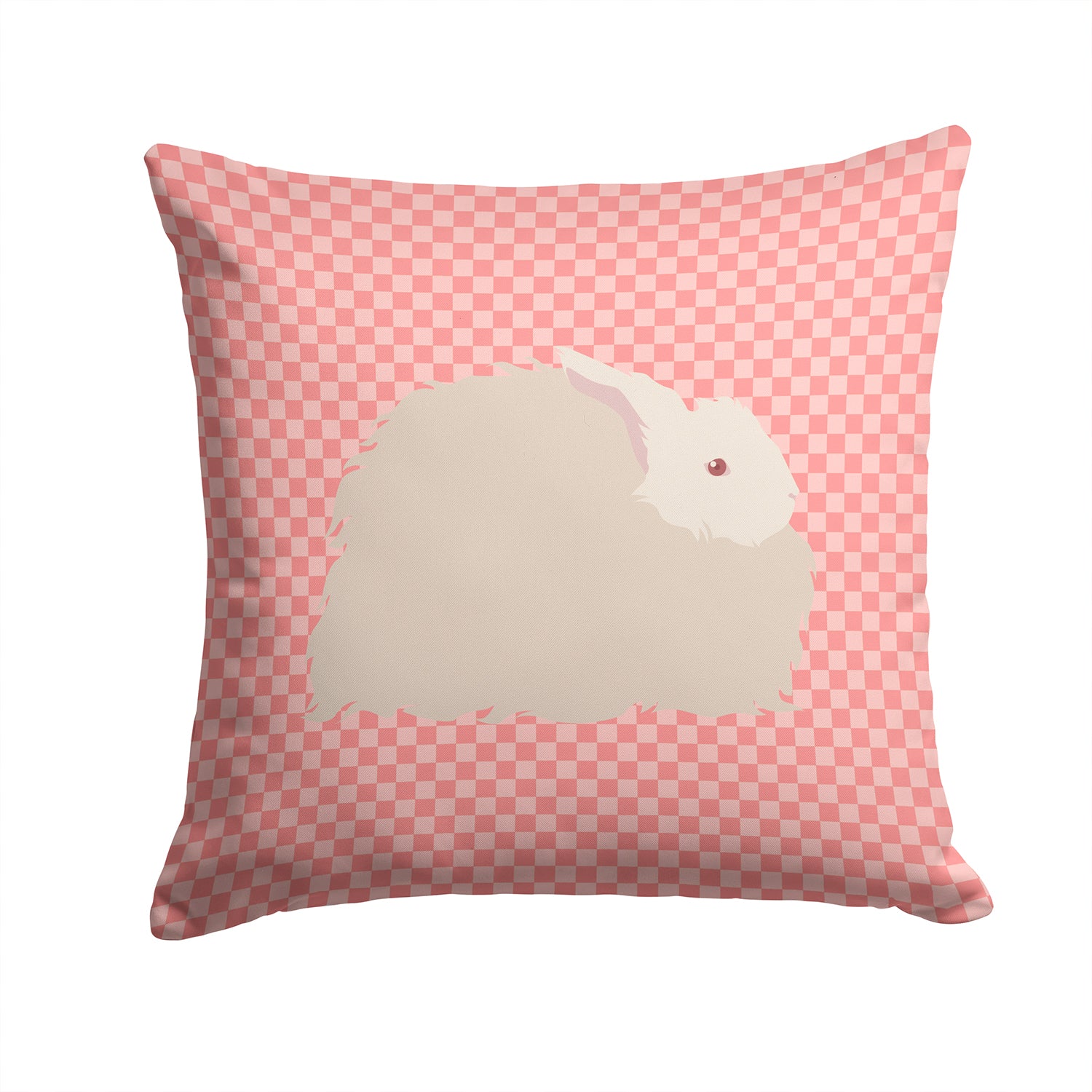 Fluffy Angora Rabbit Pink Check Fabric Decorative Pillow BB7959PW1414 - the-store.com