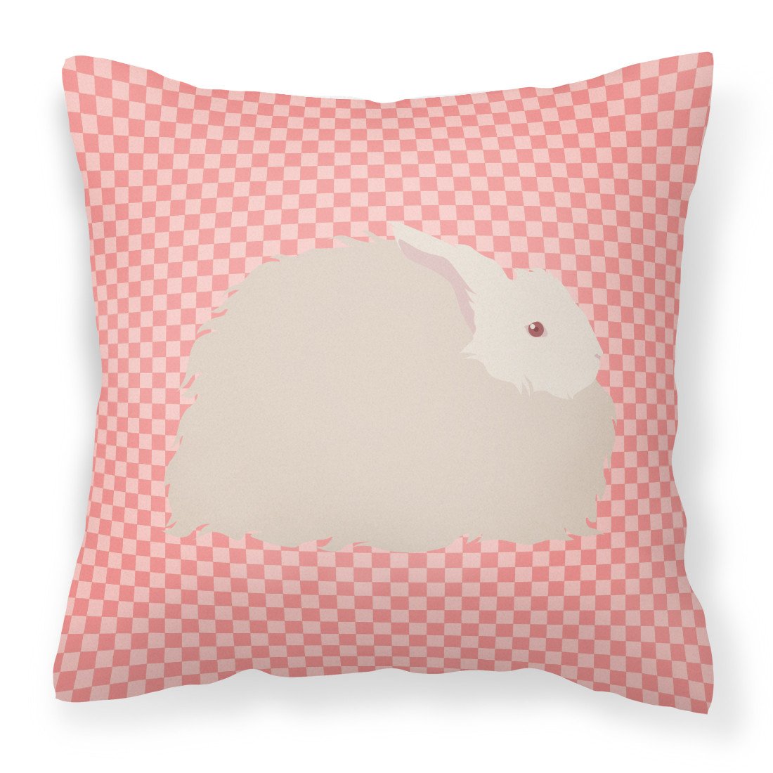 Fluffy Angora Rabbit Pink Check Fabric Decorative Pillow BB7959PW1818 by Caroline&#39;s Treasures