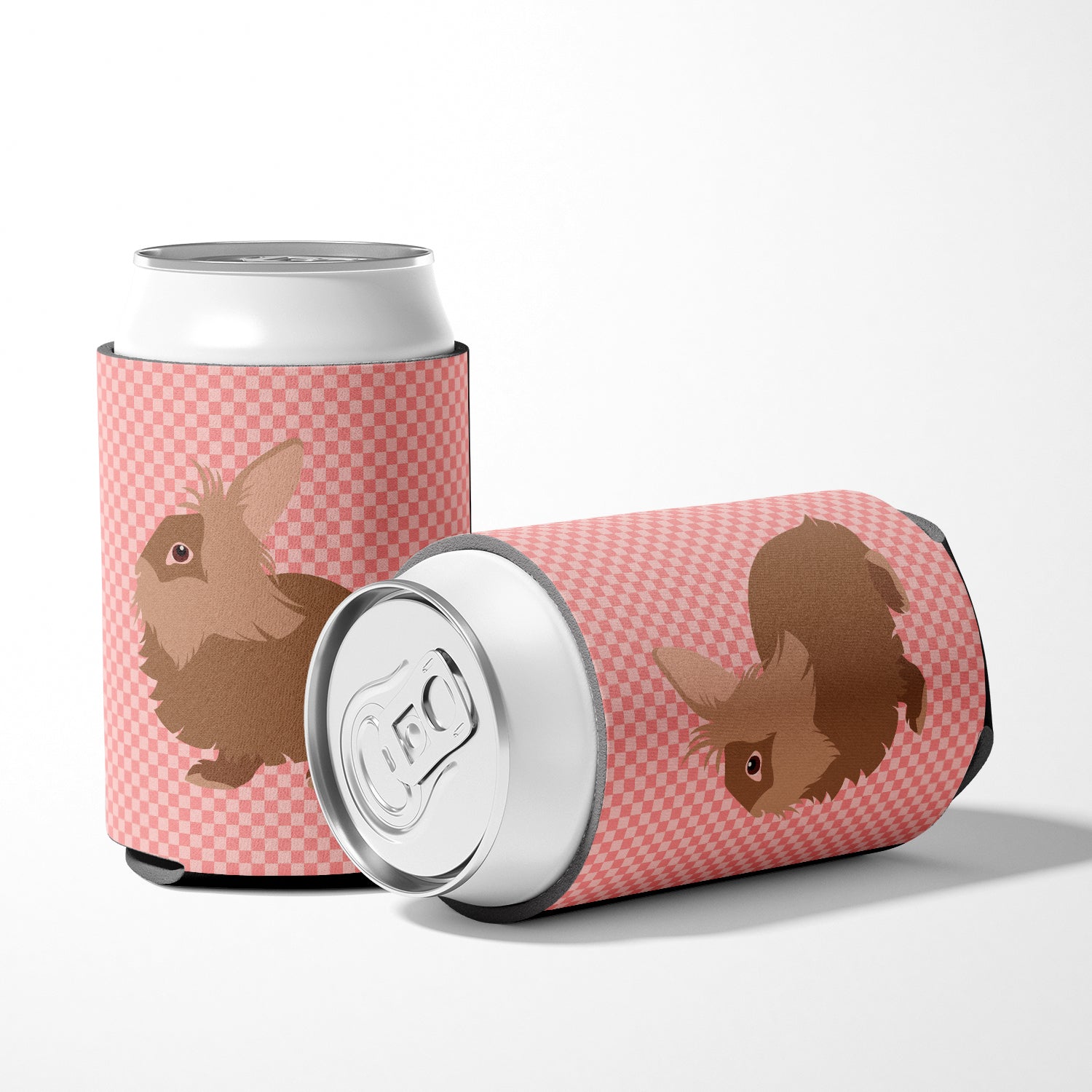 Lionhead Rabbit Pink Check Can or Bottle Hugger BB7960CC