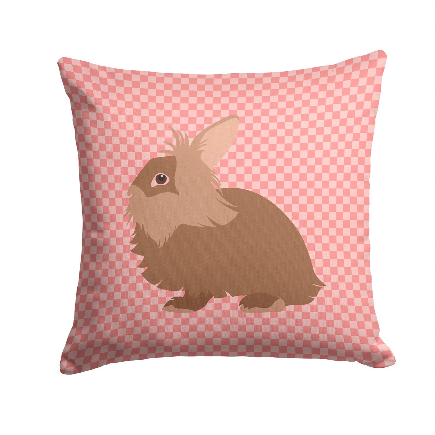 Lionhead Rabbit Pink Check Fabric Decorative Pillow BB7960PW1414 - the-store.com