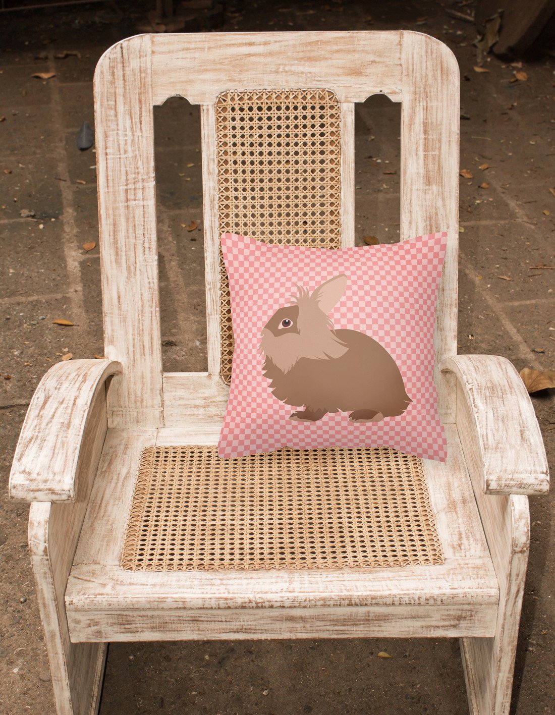 Lionhead Rabbit Pink Check Fabric Decorative Pillow BB7960PW1818 by Caroline's Treasures