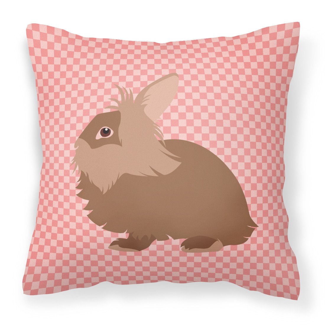 Lionhead Rabbit Pink Check Fabric Decorative Pillow BB7960PW1818 by Caroline's Treasures