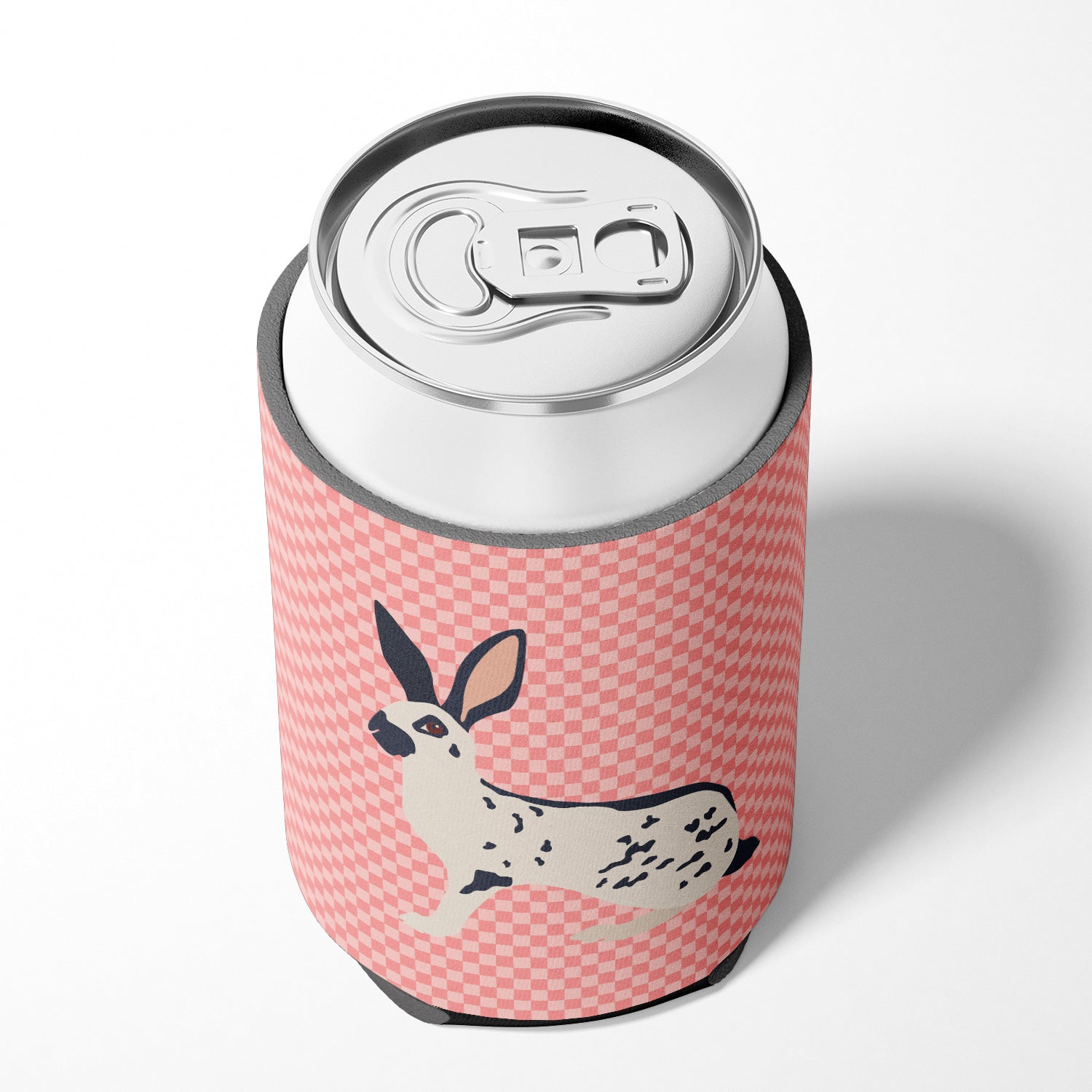 English Spot Rabbit Pink Check Can or Bottle Hugger BB7961CC