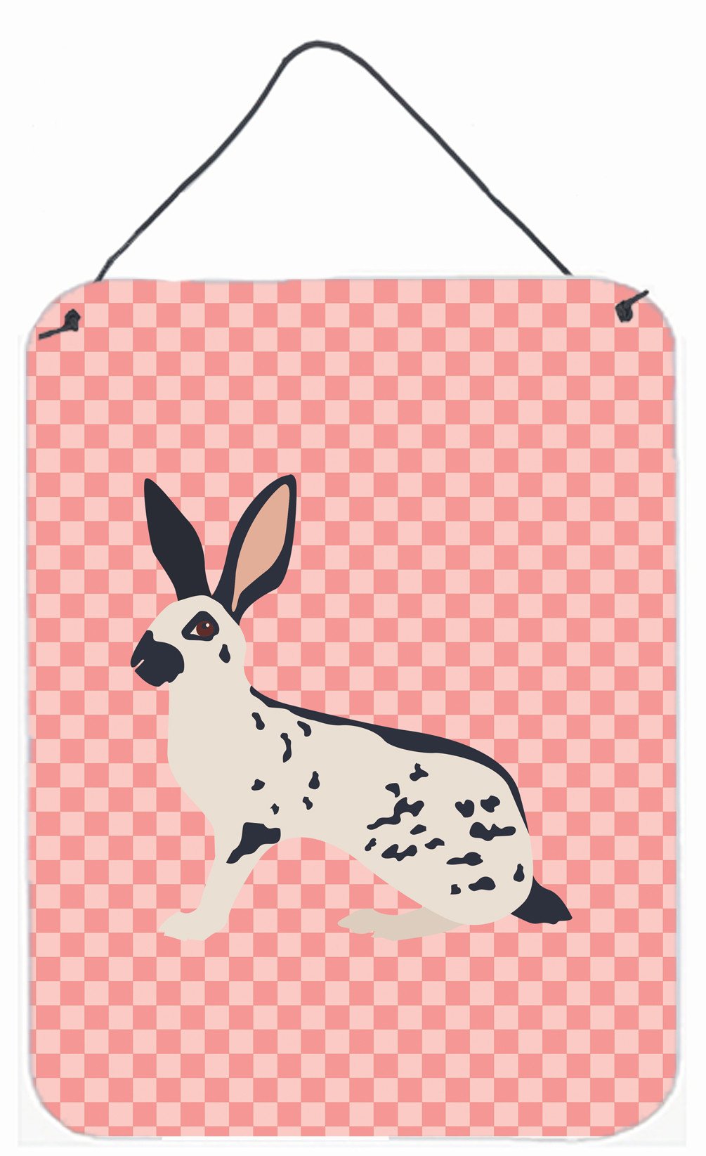English Spot Rabbit Pink Check Wall or Door Hanging Prints BB7961DS1216 by Caroline's Treasures