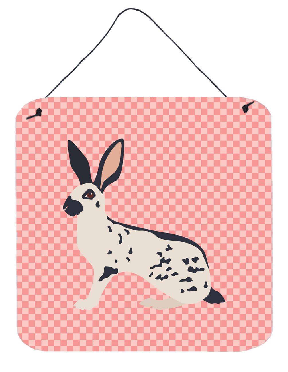 English Spot Rabbit Pink Check Wall or Door Hanging Prints BB7961DS66 by Caroline&#39;s Treasures