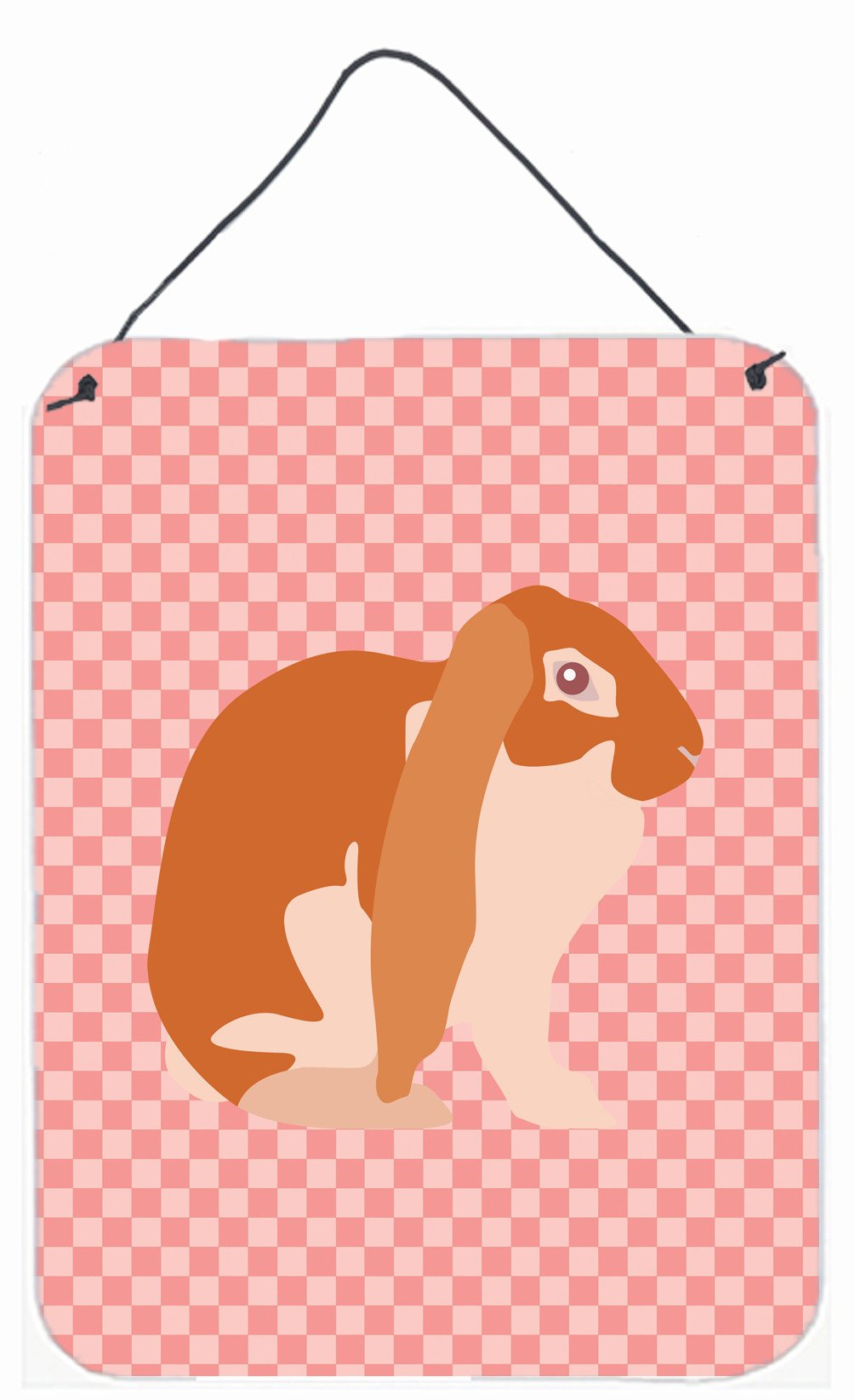 English Lop Rabbit Pink Check Wall or Door Hanging Prints BB7962DS1216 by Caroline&#39;s Treasures