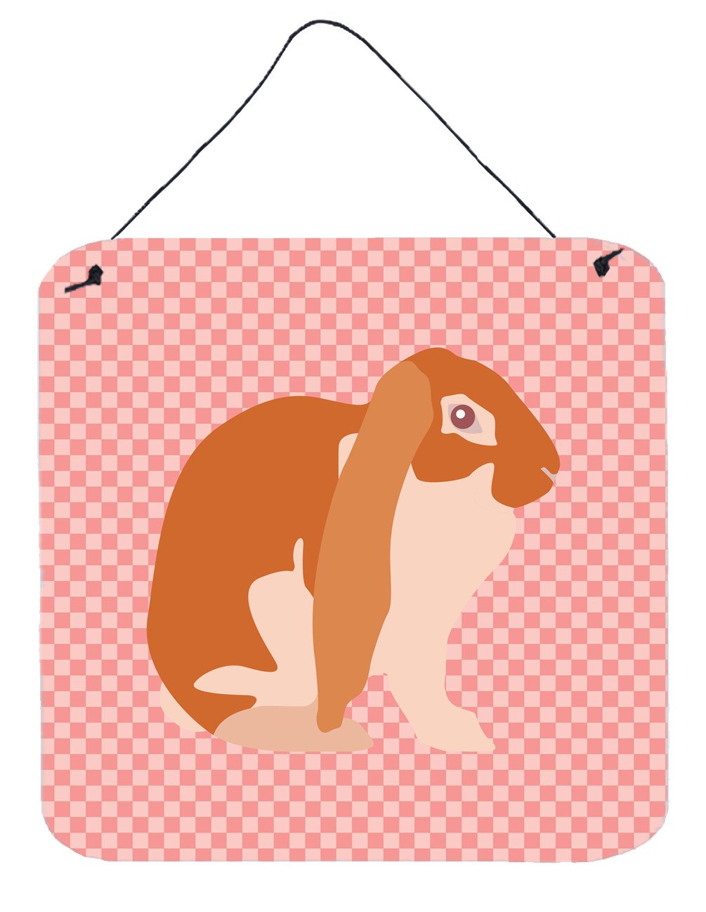 English Lop Rabbit Pink Check Wall or Door Hanging Prints BB7962DS66 by Caroline&#39;s Treasures