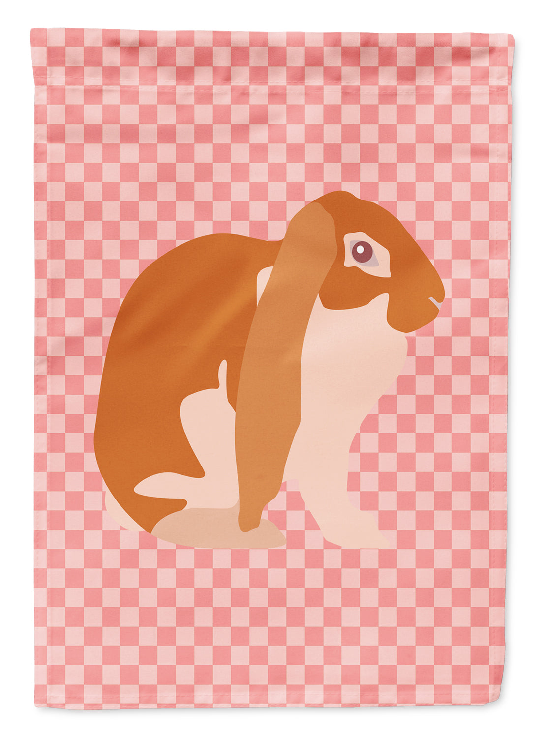English Lop Rabbit Pink Check Flag Garden Size  the-store.com.