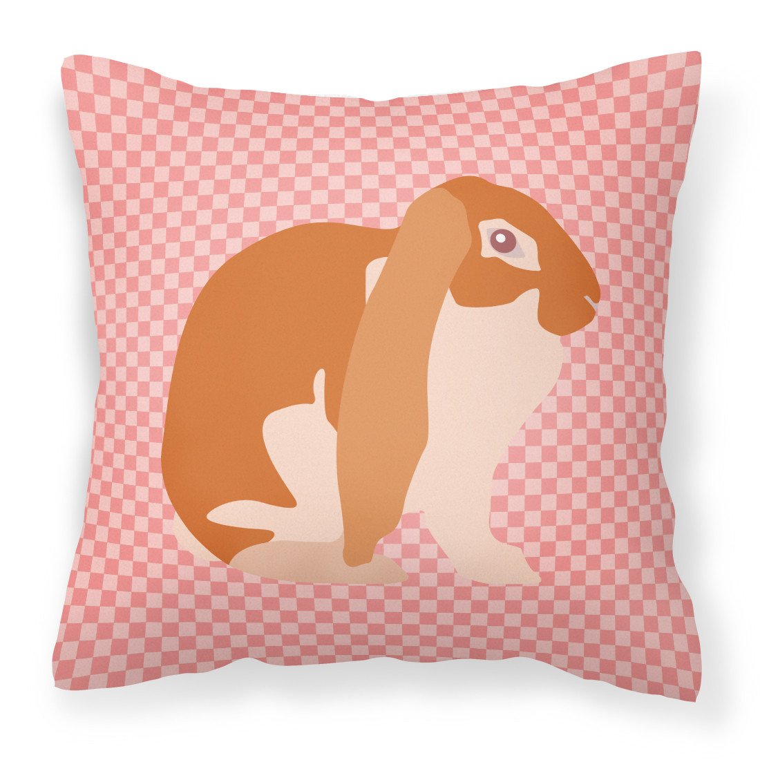 English Lop Rabbit Pink Check Fabric Decorative Pillow BB7962PW1818 by Caroline&#39;s Treasures