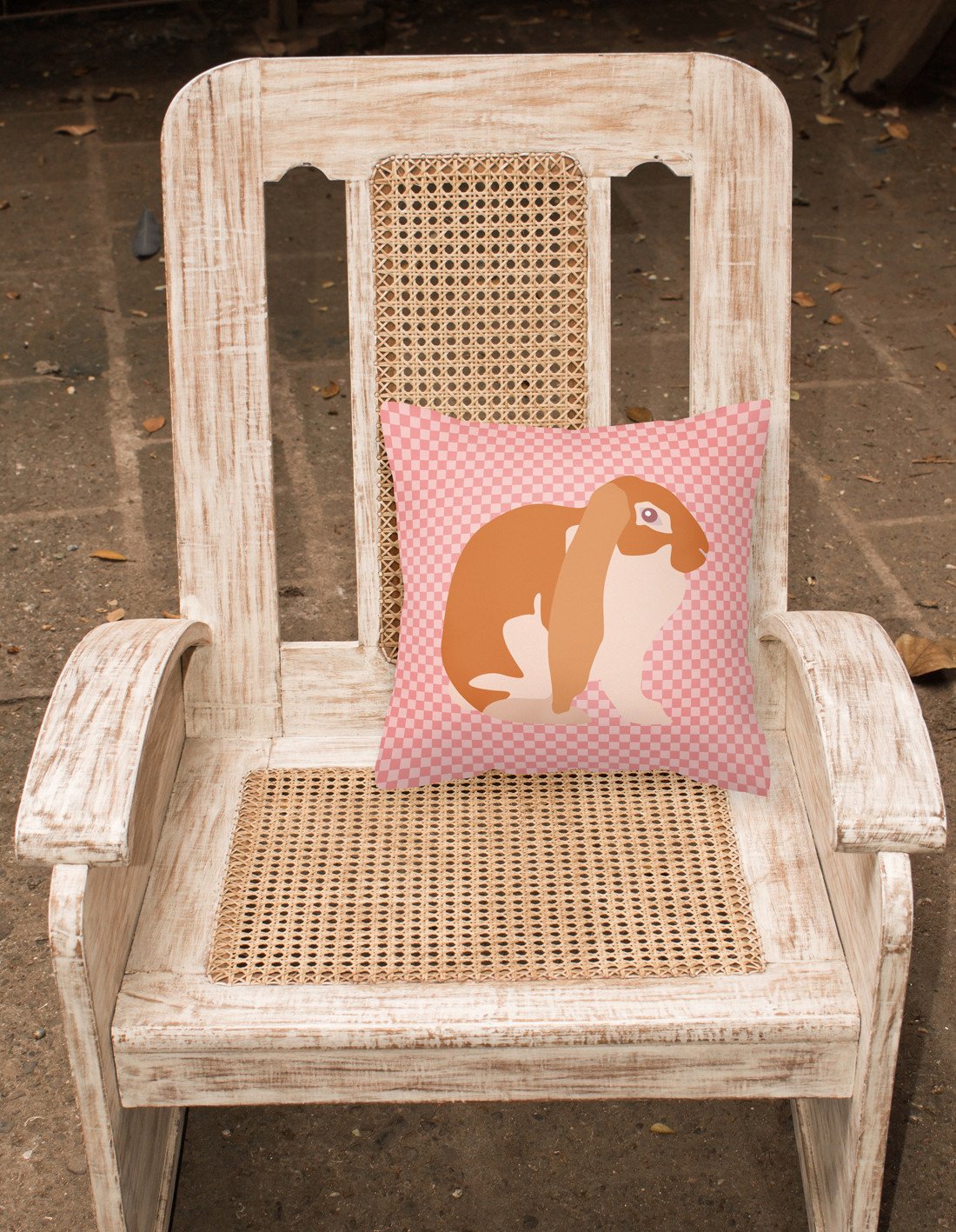English Lop Rabbit Pink Check Fabric Decorative Pillow BB7962PW1818 by Caroline's Treasures