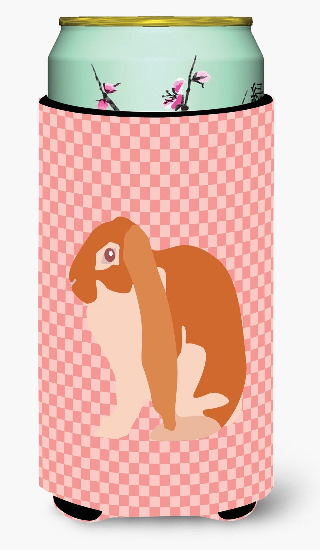 English Lop Rabbit Pink Check Tall Boy Beverage Insulator Hugger BB7962TBC by Caroline&#39;s Treasures