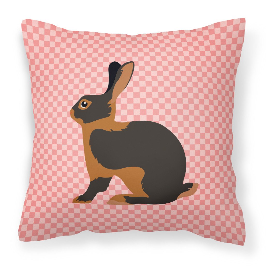 Tan Rabbit Pink Check Fabric Decorative Pillow BB7963PW1818 by Caroline&#39;s Treasures