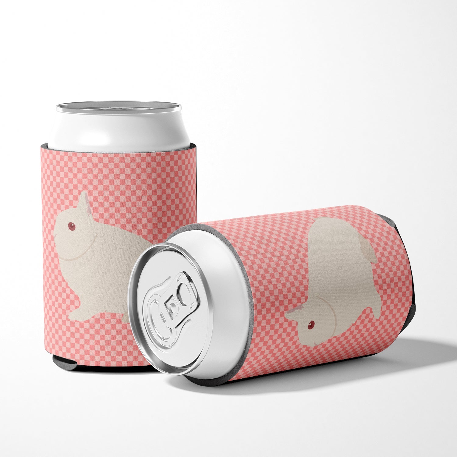 Hermelin Rabbit Pink Check Can or Bottle Hugger BB7964CC  the-store.com.