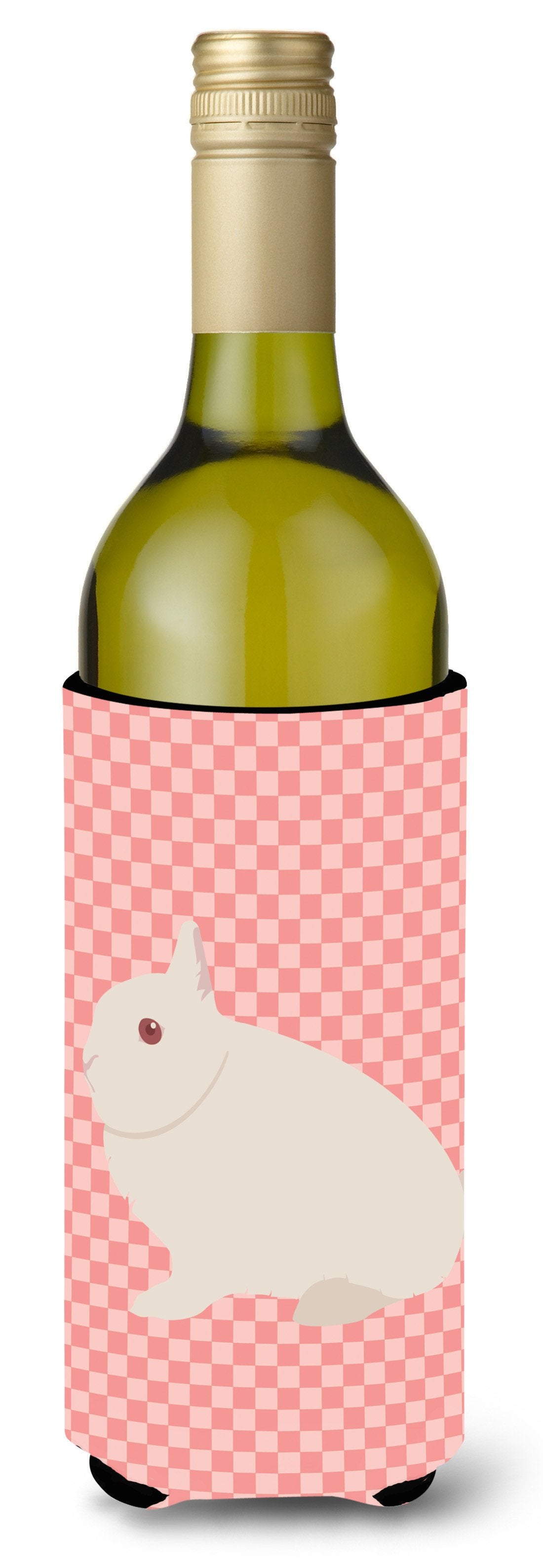 Hermelin Rabbit Pink Check Wine Bottle Beverge Insulator Hugger BB7964LITERK by Caroline&#39;s Treasures