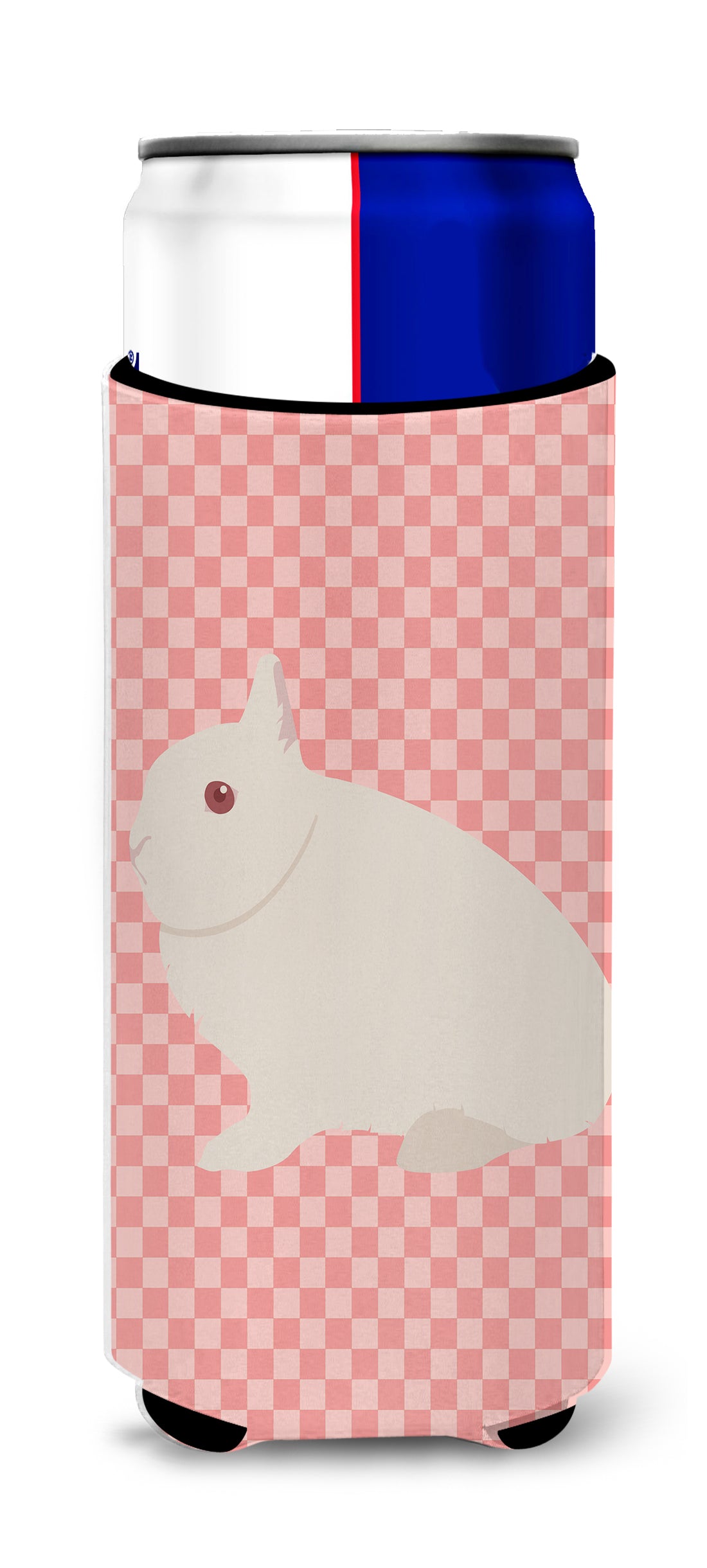 Hermelin Rabbit Pink Check  Ultra Hugger for slim cans  the-store.com.