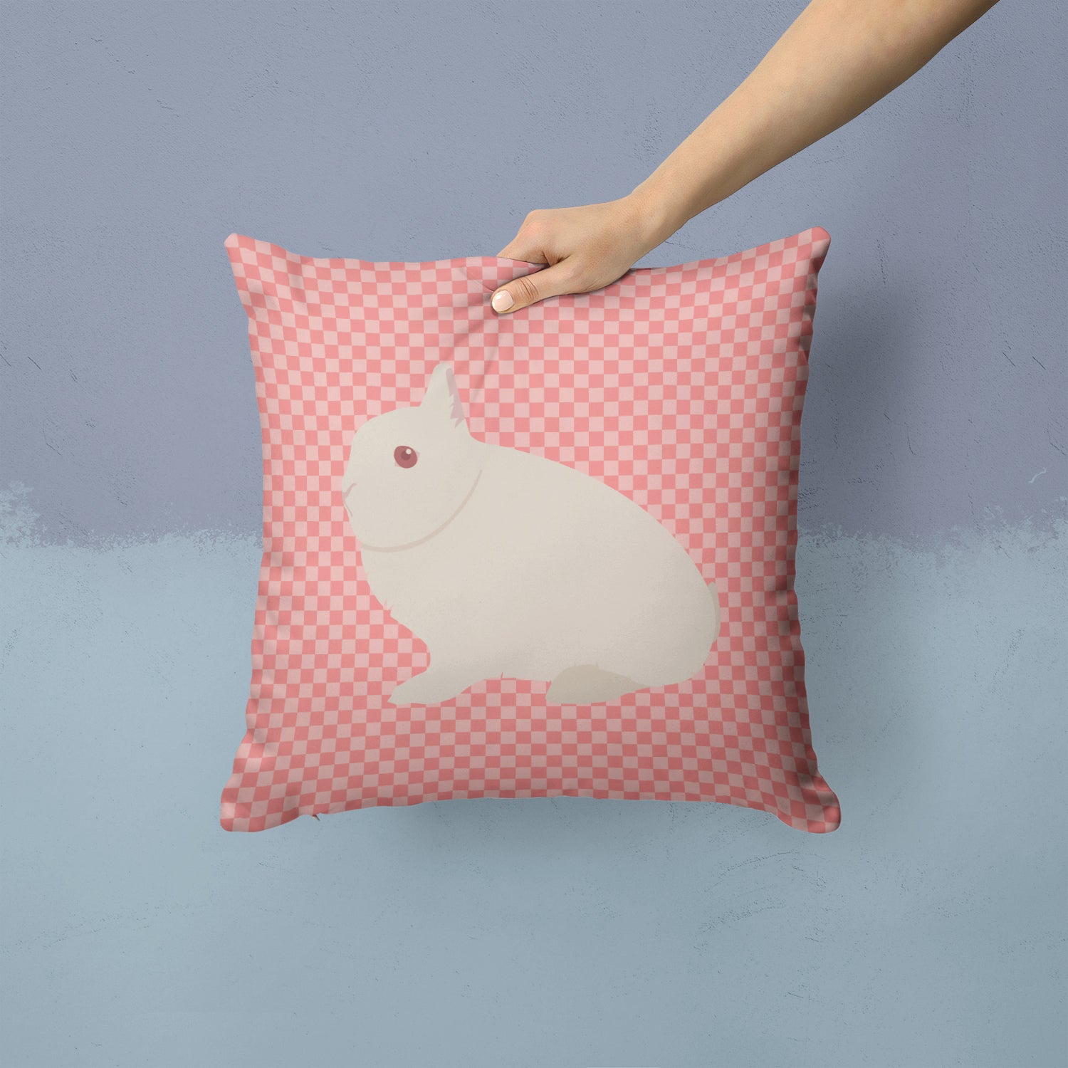 Hermelin Rabbit Pink Check Fabric Decorative Pillow BB7964PW1414 - the-store.com
