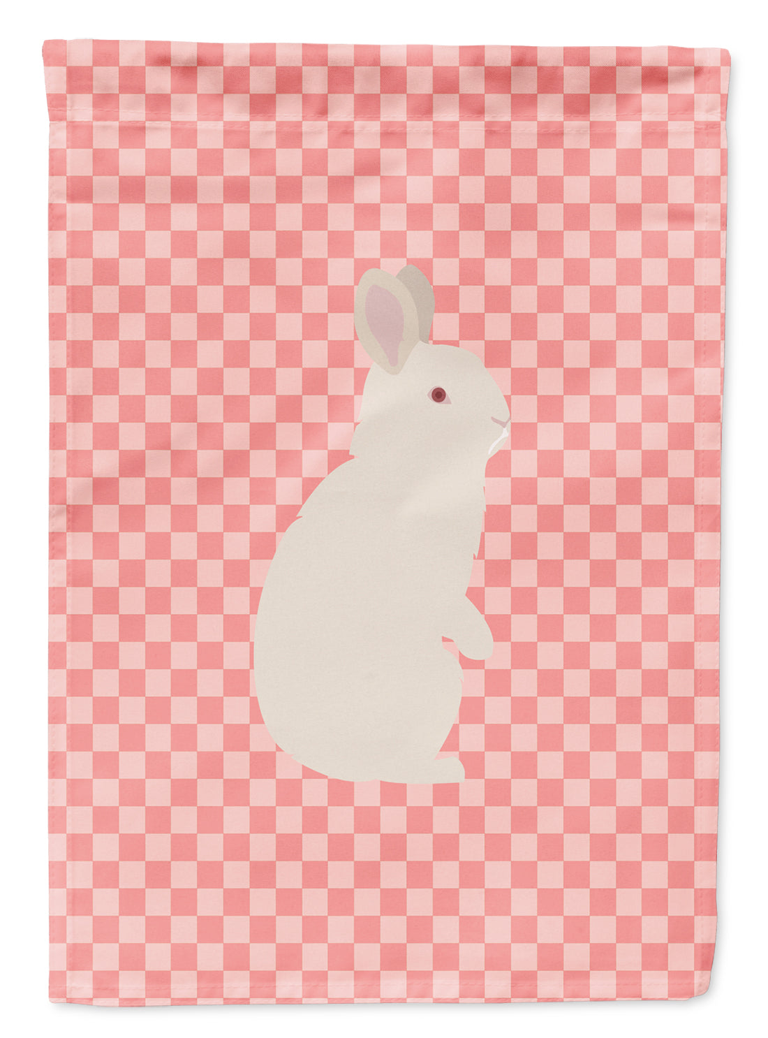 New Zealand White Rabbit Pink Check Flag Canvas House Size BB7965CHF  the-store.com.