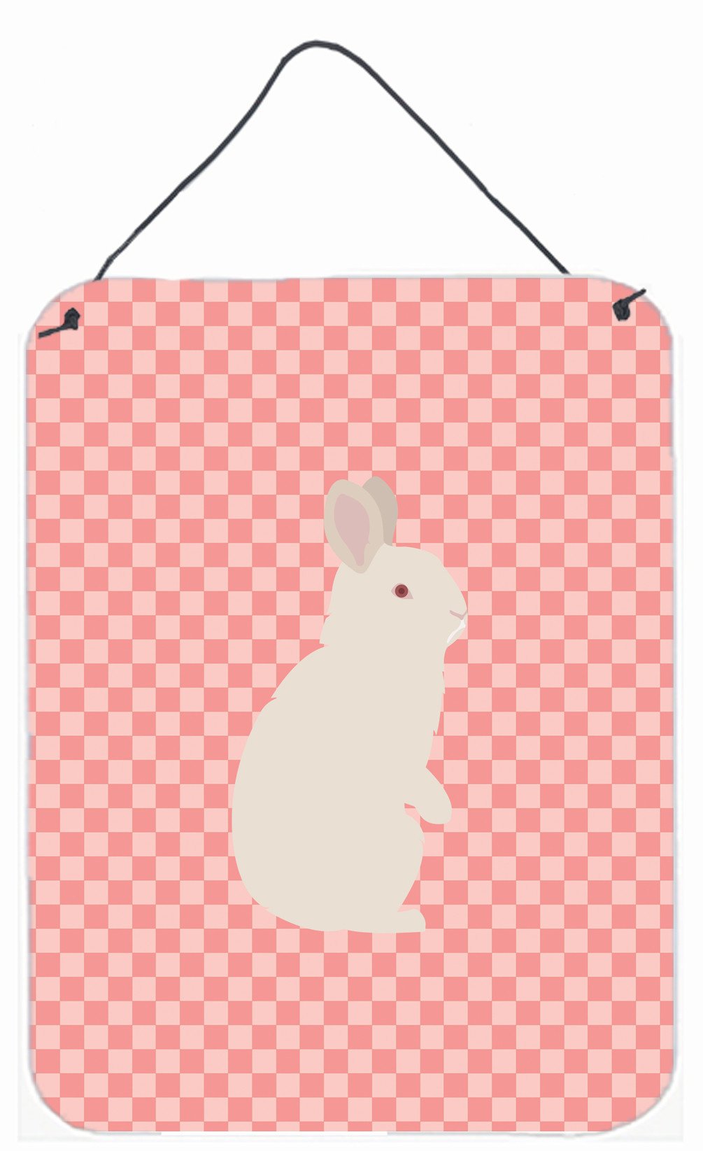 New Zealand White Rabbit Pink Check Wall or Door Hanging Prints BB7965DS1216 by Caroline&#39;s Treasures