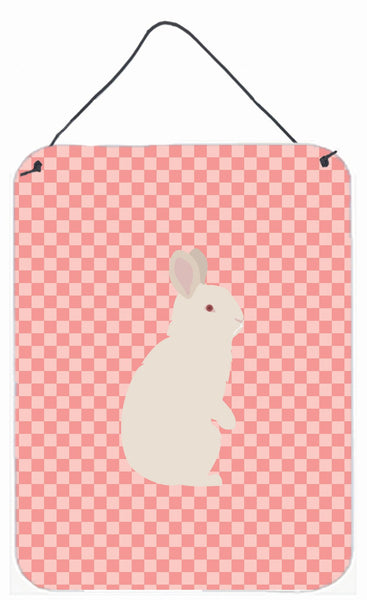 New Zealand White Rabbit Pink Check Wall or Door Hanging Prints BB7965DS1216 by Caroline's Treasures