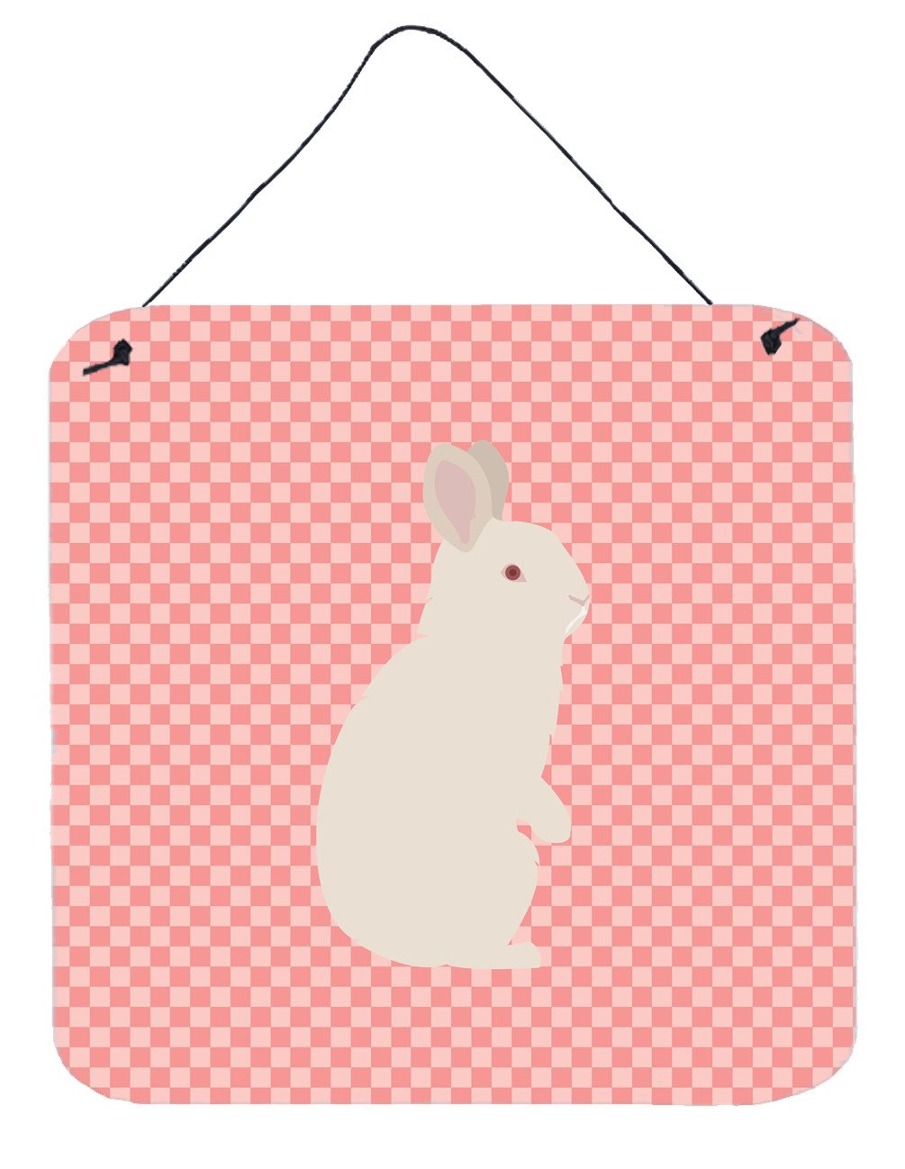 New Zealand White Rabbit Pink Check Wall or Door Hanging Prints BB7965DS66 by Caroline's Treasures
