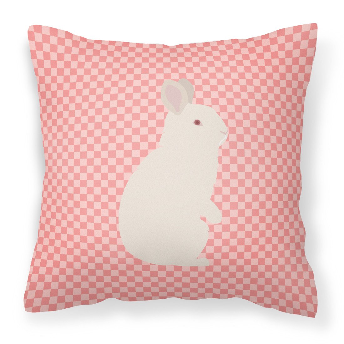 New Zealand White Rabbit Pink Check Fabric Decorative Pillow BB7965PW1818 by Caroline&#39;s Treasures