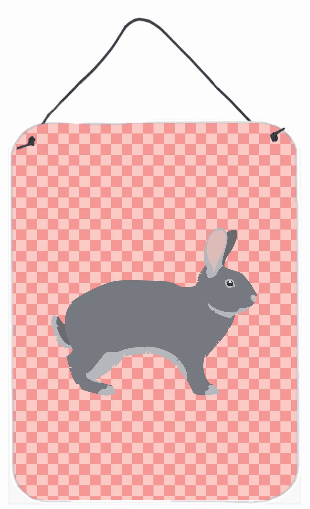 Giant Chinchilla Rabbit Pink Check Wall or Door Hanging Prints BB7966DS1216 by Caroline&#39;s Treasures
