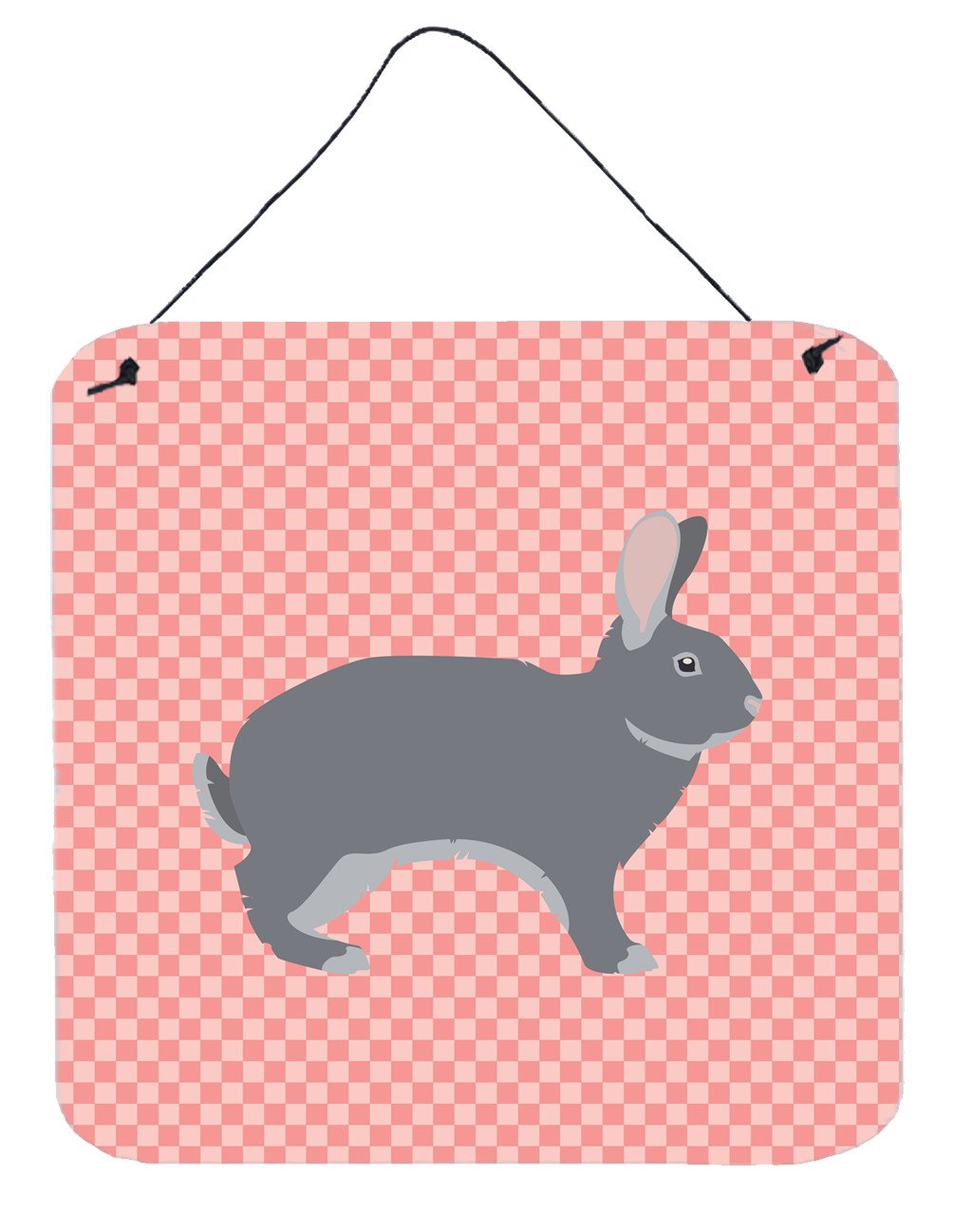 Giant Chinchilla Rabbit Pink Check Wall or Door Hanging Prints BB7966DS66 by Caroline&#39;s Treasures