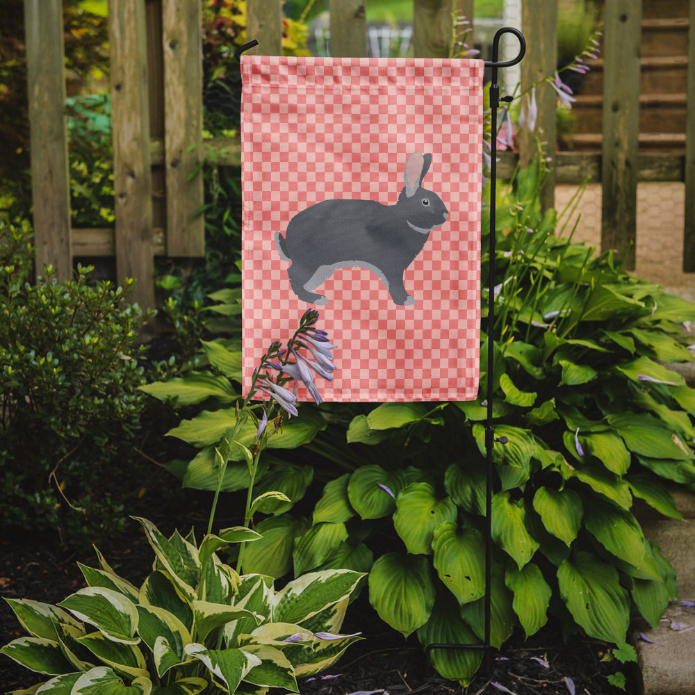 Giant Chinchilla Rabbit Pink Check Flag Garden Size