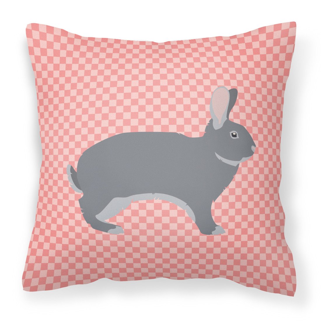 Giant Chinchilla Rabbit Pink Check Fabric Decorative Pillow BB7966PW1818 by Caroline&#39;s Treasures