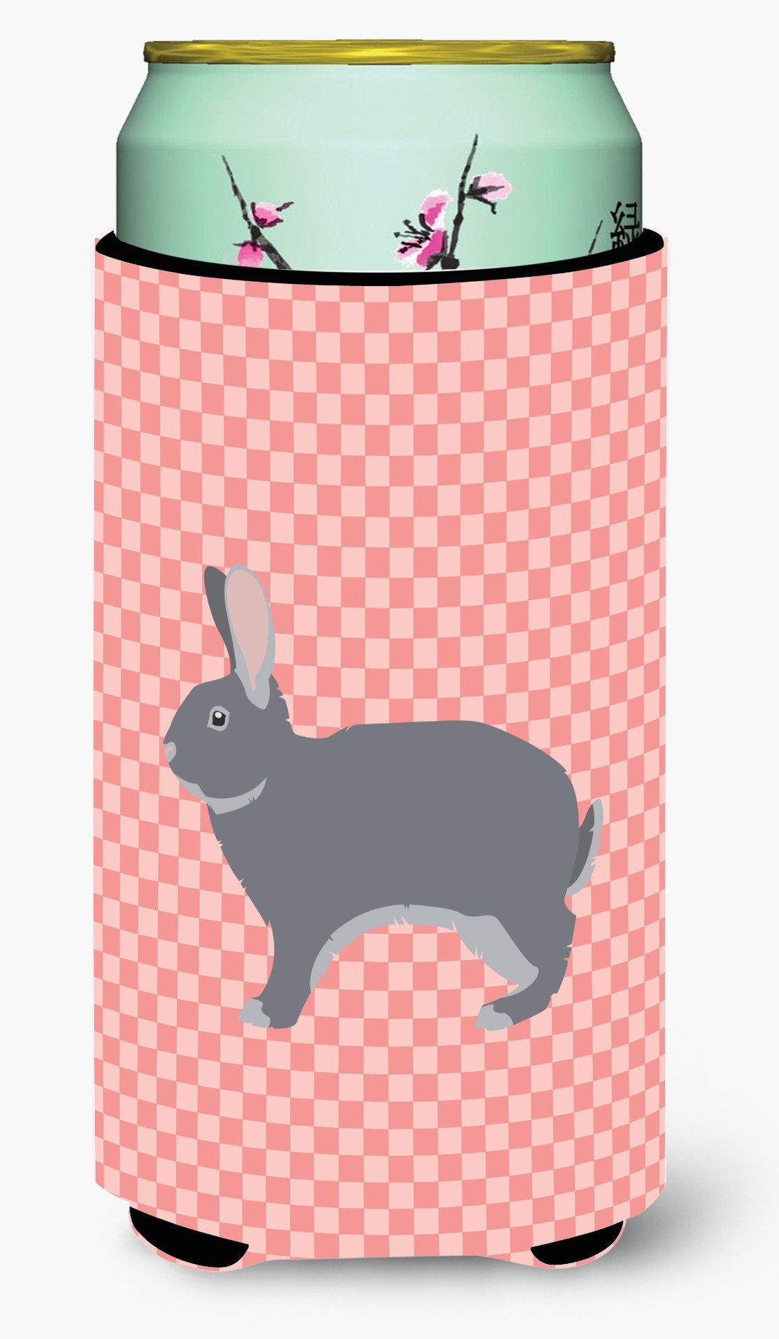 Giant Chinchilla Rabbit Pink Check Tall Boy Beverage Insulator Hugger BB7966TBC by Caroline&#39;s Treasures