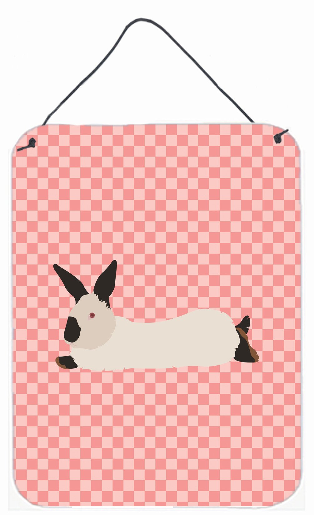 California White Rabbit Pink Check Wall or Door Hanging Prints BB7967DS1216 by Caroline's Treasures