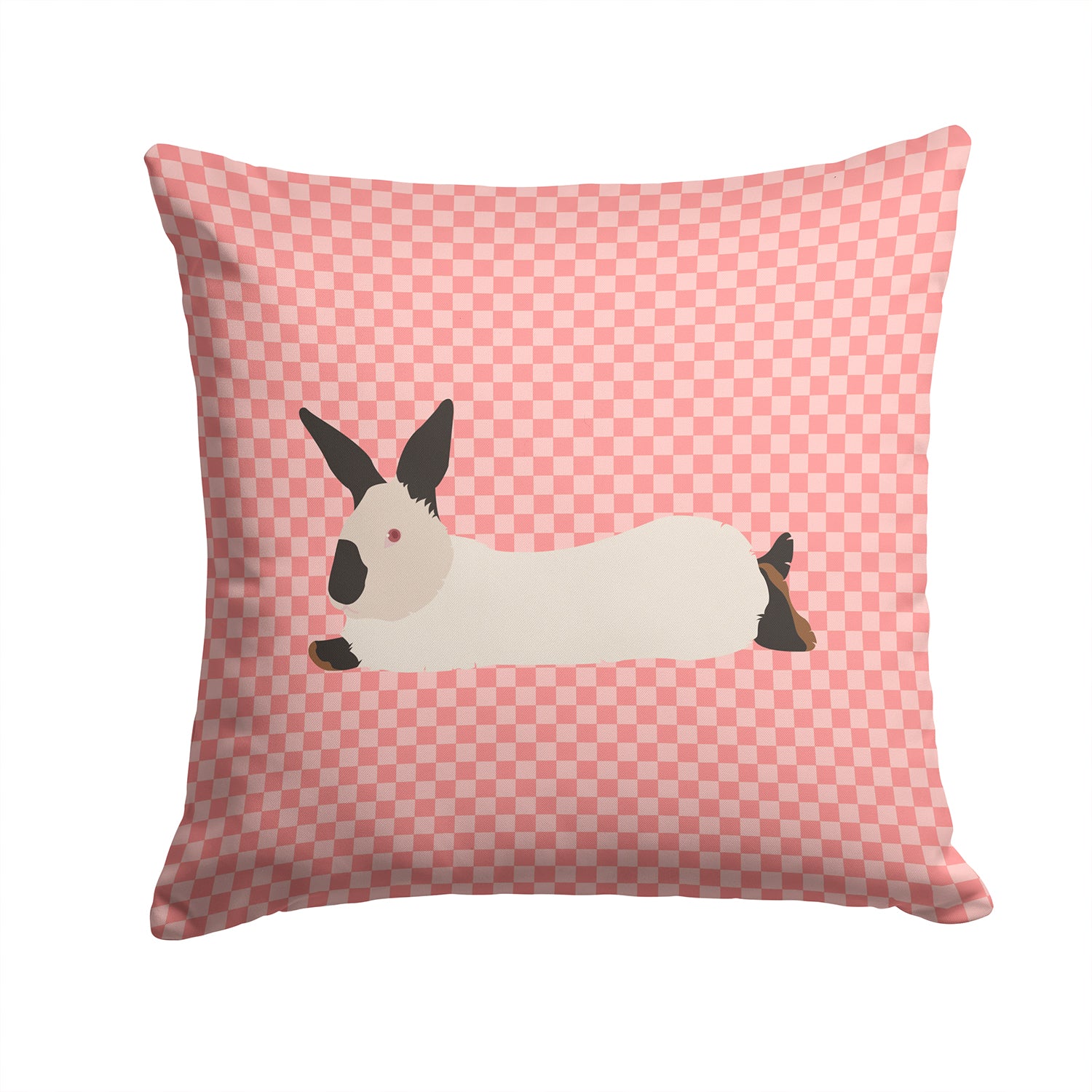 California White Rabbit Pink Check Fabric Decorative Pillow BB7967PW1414 - the-store.com