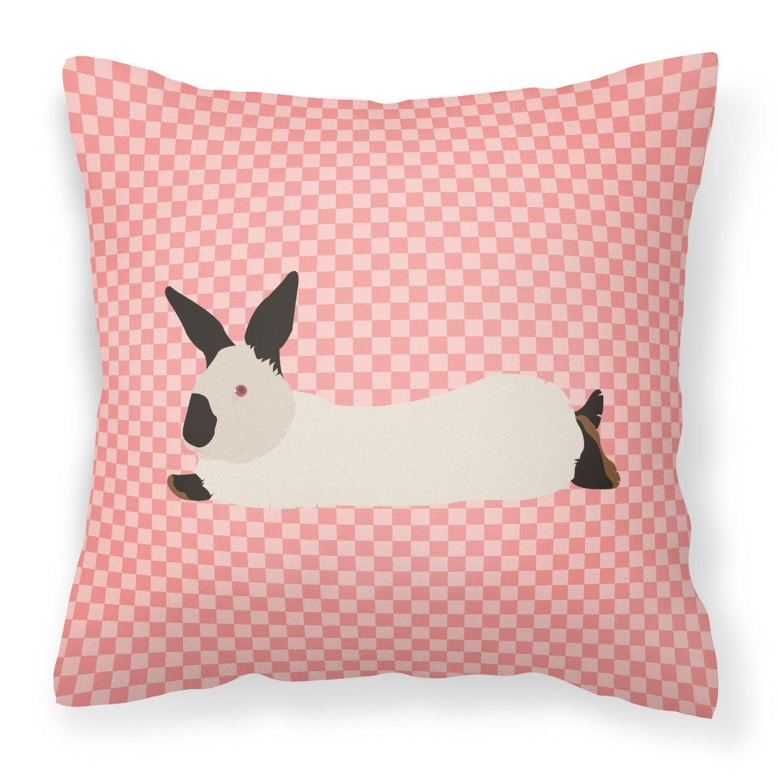California White Rabbit Pink Check Fabric Decorative Pillow BB7967PW1818 by Caroline&#39;s Treasures