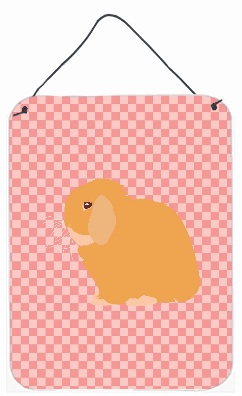 Holland Lop Rabbit Pink Check Wall or Door Hanging Prints BB7968DS1216 by Caroline&#39;s Treasures